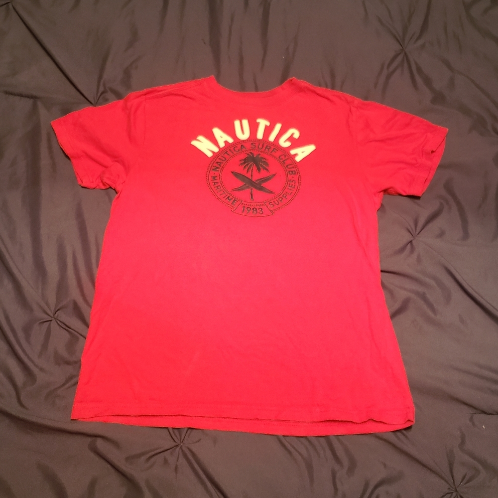Nautica Boys Red Short Sleeve Shirt Size Large